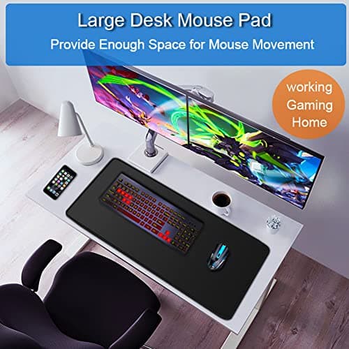 Large Gaming Mouse Pad, 31.5x15.7 inch Large Extended Computer Keyboard Mouse Mat, Water Resist Non-Slip Mousepad Rubber Base Long XXL Desk Mouse Pad for Work & Gaming, Office & Home, Black 6