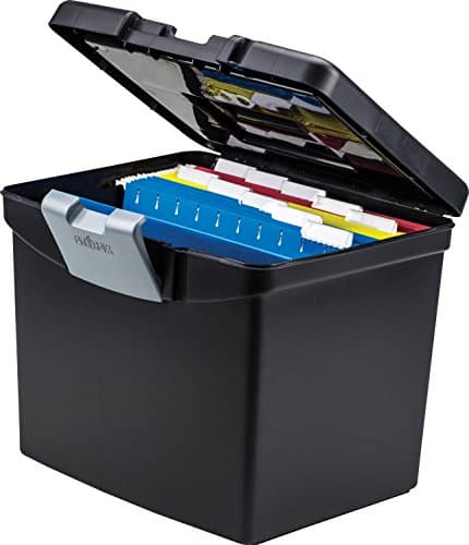 Storex 61504B02C Portable File Box with XL Lid, 11 x 13-1/2 x 11 Inches, Black 7