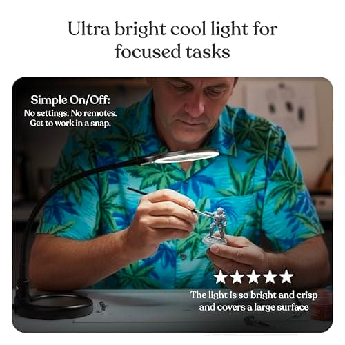 Brightech LightView Pro Flex 2 in 1 Magnifying Desk Lamp, 2.25x Light Magnifier, Adjustable Gooseneck Magnifying Glass with Light for Crafts, Reading, Close Work 3