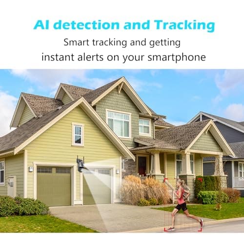 6MP Dual Lens Security Camera Outdoor, Home Security System HD Surveillance,Auto Human Tracking, IP66 Waterproof 360° View, Color Night Vision, 2.4G WiFi, 2-Way Audio, SD/Cloud Storage, Corded Power 6