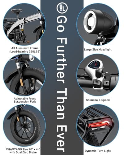 Luckeep Folding Electric Bike for Adults 1500W Peak Motor, 28MPH 60 Miles,720WH Removable Battery 20'' x 4.0 Fat Tire Ebikes for Adults with Hydraulic Brakes, NFC Unlock, APP, UL 2849 E-Bike 6