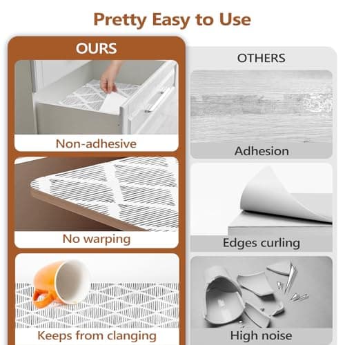 CLENAT Drawer and Shelf Liner for Kitchen Cabinets, Non-Adhesive Strong Grip Thickened Cabinet Liners for Shelves, Non-Slip Mats Shelving Paper Protect Cupboard, Dresser, Pantry | Gray, 11.8" x 10FT 6