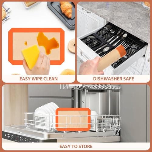 Silicone Baking Mat, Baking Sheets Non Stick, Silicone Mats for Baking, 3 Pcs Baking Supplies for Cookies, Bread & Pastry, Heat-Resistant & Reusable, Orange 7