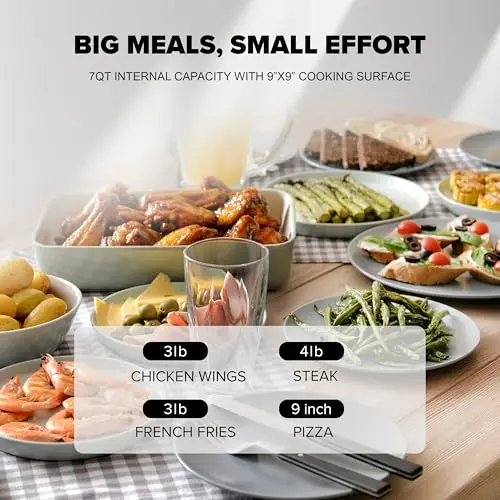 Nuwave Brio Plus 6-in-1 Air Fryer, 7-Qt Large Capacity, 50°F–400°F Precise Temp Control, Non-Toxic PFAS-Free Nonstick, Air Fry, Bake, Roast, Toast, Dehydrate, Reheat, 100 Presets, Dishwasher Safe 6