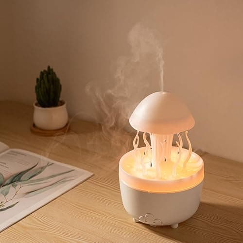 AOOFCMLLC 300ml Cute Diffuser Jellyfish Humidifier with 7 Changing Colors LED Lights, Rain Cloud Diffuser for Home Bedroom Office
