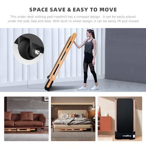 Under Desk Treadmill for Home Office, High Grade Wood Running Walking Pad with Remote Control LED Display, 2.5HP Exercise Jogging Machine, 265lbs Max Weight 5