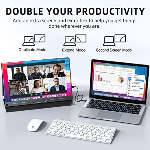 UPERFECT Portable Monitor, 15.6" IPS HDR 1920X1080 FHD Eye Care Travel Screen USB C Gaming Monitor, Dual Speaker External Monitor HDMI Type-C VESA for Laptop PC Phone w/Case 7