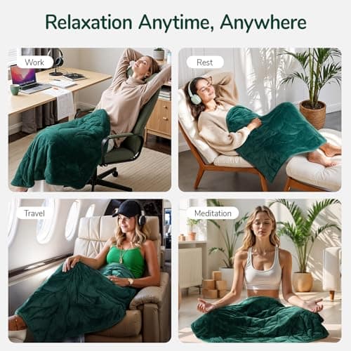 Kaisa Weighted Lap Blanket 7 lbs 41" x 53", Cozy Luxury Crystal Velvet Small Weighted Blanket for Adults, Portable Travel Weighted Blanket for Relaxation, All-Season Blanket, Machine Washable, Green 5