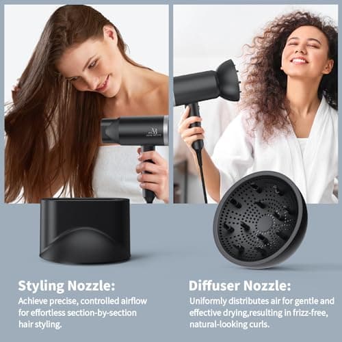 ANNE BETTY Ionic Hair Dryer with Diffuser, 1800W Blow Dryer for Women & Men, Fast-Drying, Lightweight, Low Noise, Hair Care Styling Tool for Home, Travel, Gifting 4