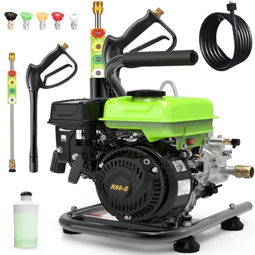 Commercial 3500PSI 2.4GPM 79.7CC Gas Pressure Washer, 2.5HP Professional Gas Power Washer with 5 Nozzles 25FT Hose 1L Foam Bottle for Car Fence Driveway Yard Garden (EPA/CARB/ETL Compliant), 35.71LBS