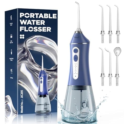 Water Picks for Teeth Cleaning and flossing, 5 Modes Rechargeable Cordless Oral Irrigator 320ml Water Tank Teeth Cleaner, IPX7 Waterproof Portable Electric Dental Flossers for Home and Travel,Blue