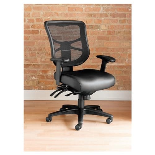 Alera EL4215 Elusion Series Mesh Mid-Back Multifunction Chair, Black Leather 2