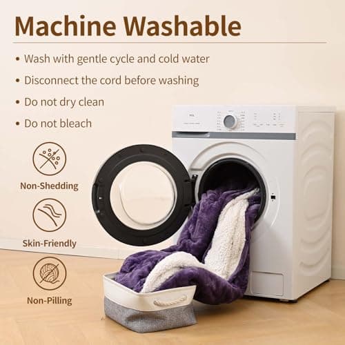 Bearhug Electric Blanket King Size 100" x 90", Dual Controller Heated Blanket, Velvet & Sherpa, 10-Heating Level & 0.5-12H Auto Off, Over-Heat Protect, ETL, Machine Washable 5