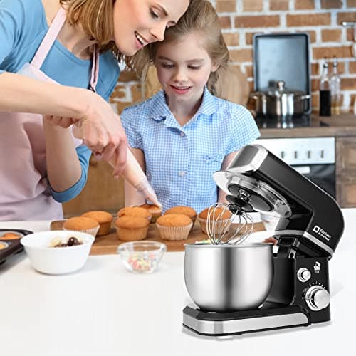 Kitchen in the box Stand Mixer,3.2Qt Small Electric Food Mixer,6 Speeds Portable Lightweight Kitchen Mixer for Daily Use with Egg Whisk,Dough Hook,Flat Beater (Black) 6
