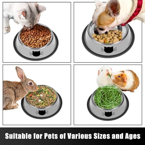 Serentive 2 Pcs Non-Slip Stainless Steel Small Cat Food Bowls - Unbreakable, Thicken 7 Oz Cat Dishes - Indoor, Removable Rubber Base, Easily Clean, Lovely Color 5