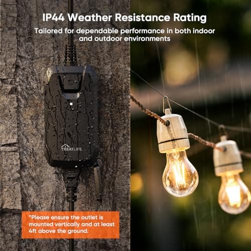 TREATLIFE Smart Dimmer Plug Outdoor Smart Plug Works with Alexa and Google Home, Light Dimmer APP Remote Control, Max Power 400W, IP44 for Dimmable Outdoor String Lights, Floor Lamp, Table Lamp 4