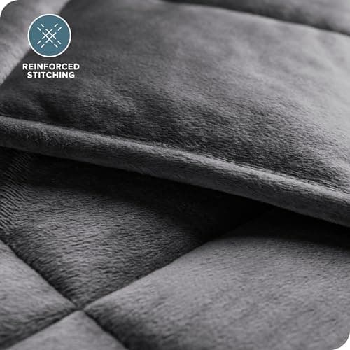 Bare Home Weighted Blanket Twin or Full Size 10lb (40" x 60") - Minky Fleece - Premium Heavy Blanket Nontoxic Glass Beads (Grey, 40"x60") 8