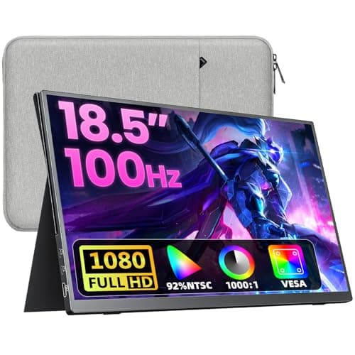 Upperizon Portable Monitor 18.5 inch FHD 130% sRGB 100Hz HDR HDMI USB-C Travel Monitor for Laptop MacBook PC Surface PS5 Xbox, Large External Display with Cover & Speakers, VESA Compatible