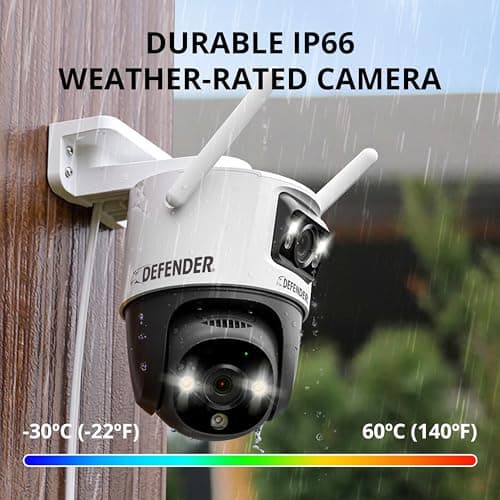 Defender Exclusive Bundle: AI Powered Guard Pro 3K Plus Dual Lens PTZ WiFi 6/Bluetooth Security Camera, Plug-in Power, AI Human/Vehicle Detection, 2 x 128 GB SD Card, Mobile App, 2 Pack 7