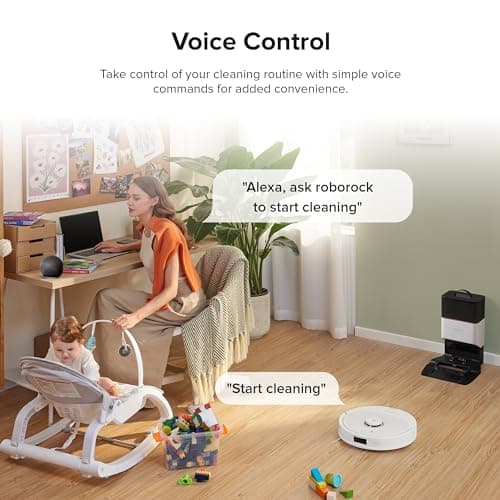 roborock Q8 Max+ Robot Vacuum and Mop, Self-Emptying, Hands-Free Cleaning for up to 7 Weeks, Reactive Tech Obstacle Avoidance, 5500 Pa Suction, DuoRoller Brush, APP-Controlled Mopping, White 9