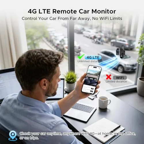 LAMTTO 4G LTE Cellular Car Security Camera Anti Theft GPS Tracker for Vehicle Safe, Dual Dash Cam Front Inside, Alarm Real-time Alerts via Cloud Storage, Remote Live-View - for Fleets & Family 5