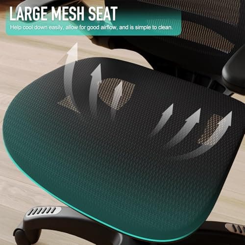 GABRYLLY Ergonomic Office Chair, Mesh Desk Chair - Lumbar Support and Adjustable Flip-up Arms, Soft Wide Seat, 90-120° Tilt, High Back Home Ergonomic Chairs Swivel Task Chair, Easy Assemble 8