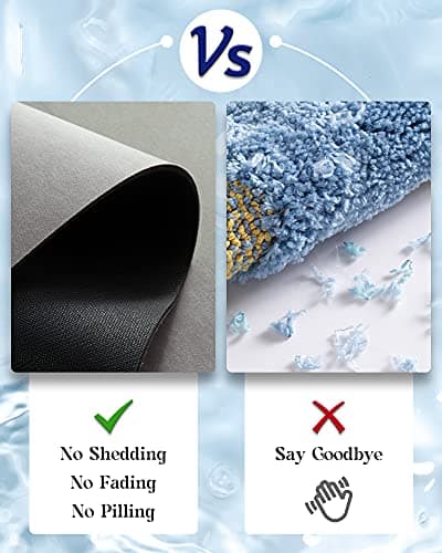 MontVoo -Bath Mat-Rubber Backing Non SlipThin Bathroom Rugs Fit Under Door- Quick Dry Absorbent Faux Suede Surface Grey Bathroom Floor Mats-Shower Rug for in Front of Bathtub Shower Gray 16x24 7