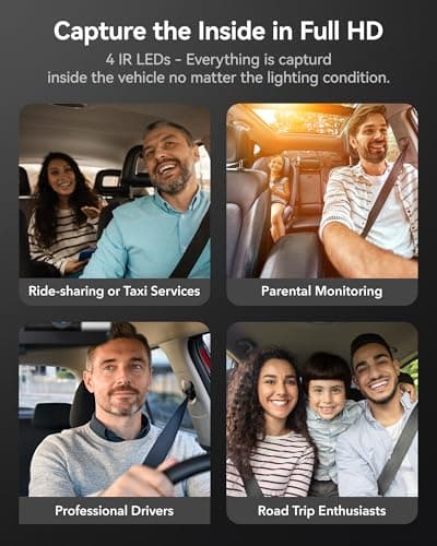 WOLFBOX i17 4K 3 Channel Dash Cam, 5.8GHz WiFi & GPS with 64GB Card, 4K+1080P+1080P Dash Cam Front and Rear Inside, Triple Car Camera with 3 Inch Screen, IR Night Vision, WDR, 24H Parking Mode 9