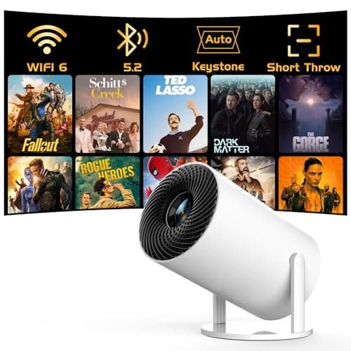 [Electronic Focus with Short Throw] PANSEBA Mini Projector with WiFi 6 and Bluetooth, Auto Keystone Outdoor Movie Projector, Big Screen Home Portable Projector for Phone/TV Stick/Laptop/HDMI