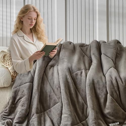 WARMDERN Oversized King Size 120" x 120" Velvet Comforter Duvet Insert - 100% Milk Velvet Bedding Comforters with Wave Textured Pattern, Ultra Soft Lightweight Warm Bedding Comforter, Khaki 5