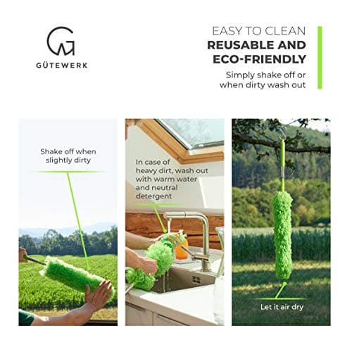 Extendable Microfiber Feather Duster, Feather Dusters for Cleaning, Ceiling Fan Dust and Cobweb Cleaner - Electrostatic Bendable Head - up to 55 Inch 5