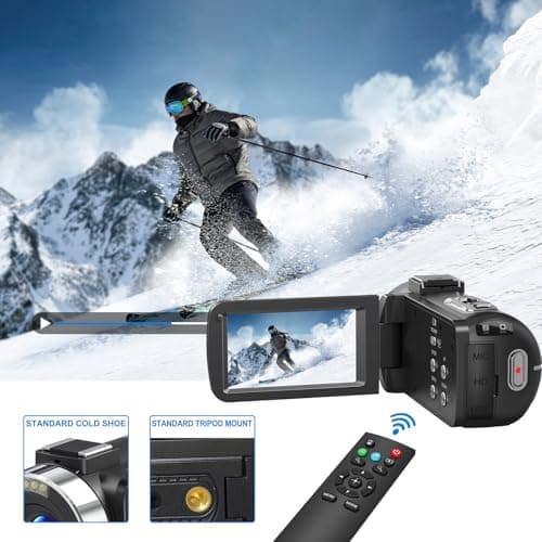 8K 64MP Video Camera 18X Digital Camcorder Video Camera for YouTube 3.0 inch Flip Screen Camcorder Vlogging Camera with 32GB SD Card, 2.4G Remote Control, Two Batteries and External Mic1 7
