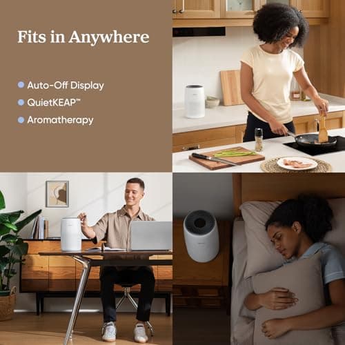 LEVOIT Air Purifiers for Bedroom Home Dorm, AHAM Verified, 3-in-1 Filter Cleaner With Aroma Pad, Filters Smoke, Allergens, Pet Dander, Odor, Dust, Office, Desktop, Core Mini-P, White 7