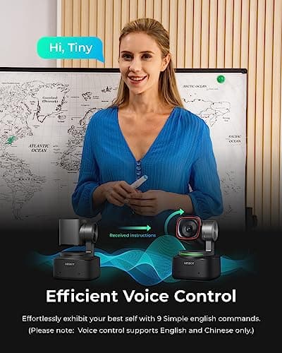 OBSBOT Tiny 2 Webcam 4K Voice Control PTZ, AI Tracking Multi-Mode & Auto Focus, Web Camera with 1/1.5" Sensor, Gesture Control, 60 FPS, HDR Light Correction, Webcam for PC, Streaming, Meeting, etc. 5