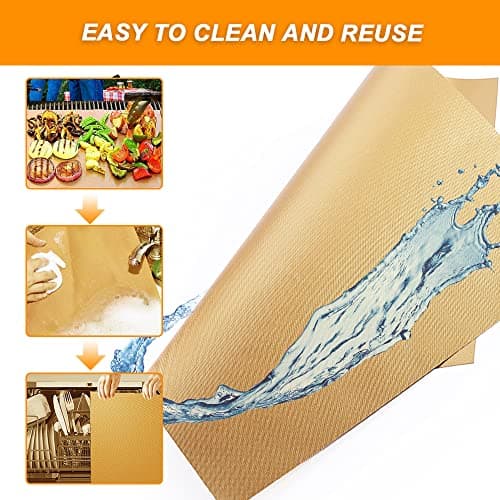 BieFuDan 6 Sheets Baking Mats Non Stick Reusable,Oil Brush,Baking Mat Sheet Baking Tray Liner Set 30 * 40cm, Professional Quality,Nontoxic CookingMat,Reusable Non Stick Oven Liner 5