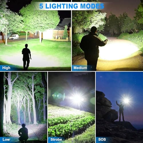 KINGCAESAR Flashlights High Lumens Rechargeable, 2 Pack 90,000 Lumens Super Bright Flashlight, 5 Modes LED Flashlight, IPX7 Waterproof Powerful Flash Light for Home, Outdoor Activities 5