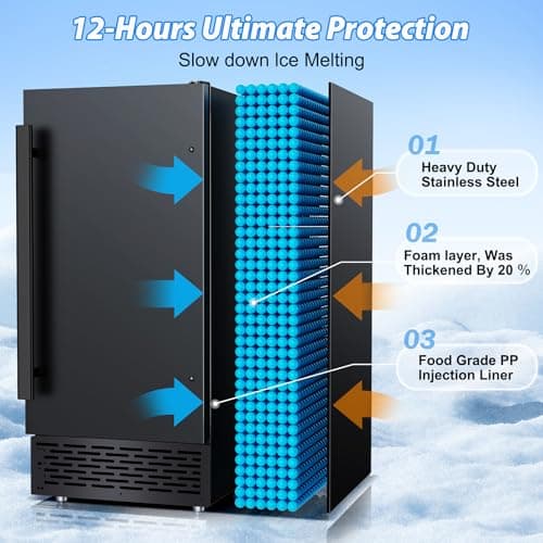 RAPSUAR Under Counter Ice Maker, Ice Maker Machine Commercial, 120Lbs/24H with 35lbs Storage Bin, 40Pcs Cubes in 10Mins, Built in Ice Machine for Home Office Commercial, Black-2 7