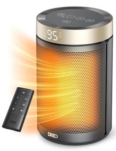 DREO Space Heater, Portable Electric Heaters for Indoor Use with Thermostat and Remote, 2024 Upgraded, Digital Display, 12H Timer, 5 Mode, 1500W PTC Ceramic Fast Safety Heat for Office Bedroom Home