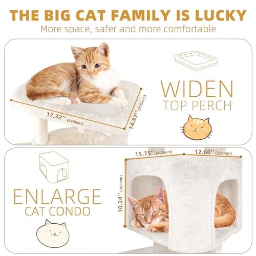 YOUPET 33.46in Cat Tree with Cat Condo and Scratching Post for Indoor Cats,Cat Tower Indoor Climbing Activity with Scratching Posts, Multi-Level,Cat Furniture with Two Big Hammock,Beige 5