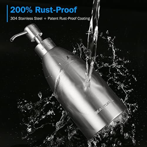 BEAUTURAL Stainless Steel Countertop Soap Dispenser 15.2 Oz, Rust-Proof Liquid Soap Pump Bottle for Kitchen, Bathroom and Countertop Hand Dish Lotion[Upgraded Version] 5