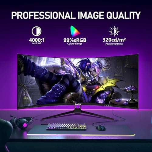 Gawfolk 34 Inch Ultrawide Curved 144Hz Gaming Computer Monitor 1500R PC Screen、21:9 UWQHD (3440x1440),Adaptive Sync,178° Viewing Angle,Display Port、HDMI,Compatible with Wall mounting - Black 6