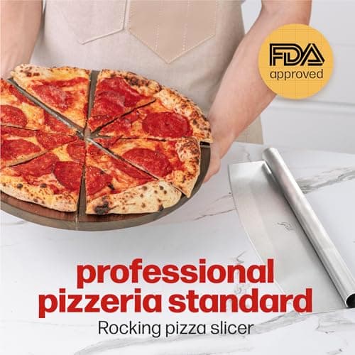 Pizza Cutter Rocker Blade By Hans Grill 14" Large Pizza Slicer Sharp | Stainless Steel Rocking Pizza Knife Cutter | Professional Nonstick Pizza Cutter Rocker Knife With Safety Cover | Dishwasher Safe 5