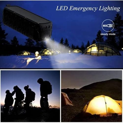 ABFOCE Solar Bluetooth Speaker 60 Hours Play Time 5000mAh Power Bank Outdoor Portable Wireless Dual Speaker with Mic Stereo Sound Bass, for Home, Hiking, Travel, Riding, Beach, Camping-Black 6