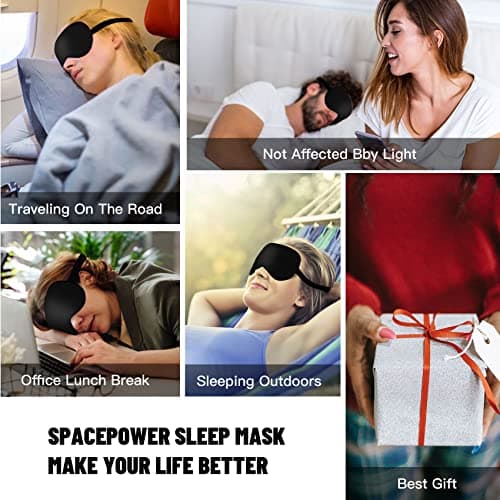 Sleep Mask, Silk Eye Mask for Sleeping with Adjustable Strap, Satin Blackout Sleeping Eye Mask for Men&Women, Comfortable Blindfold Eyeshade for Night Sleep(Black) 6