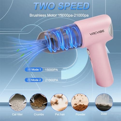 Vacvibe Handheld Car Vacuum Cleaner, 21000PA 4 in 1 Portable Rechargeable Brushless Motor Mini Cordless Car Cleaner, 120W High Power with Multi-Nozzles for Home Office Pet, Present for Girl Women Pink 3