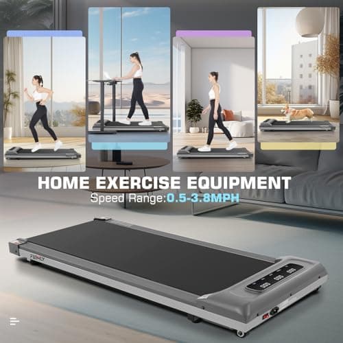Walking Pad Under Desk, Funmily 2.5hp Small Treadmill for Home/Office, 2024 Upgrade 3-in-1 Mini Treadmill with App, Remote Control, LED Display, 300 Lb Capacity 5