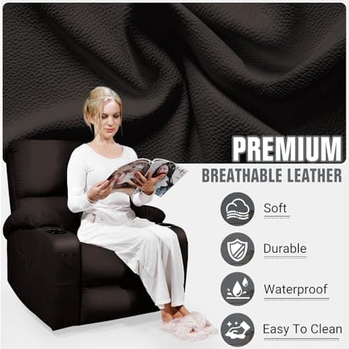 LAFWELL Rocking Recliner Chair, Massage Rocker Recliner Chair with Vibration Massage and Heat,360° Swivel Recliner Chairs, Living Room, Bedroom, Nursery, RV, Brown 5