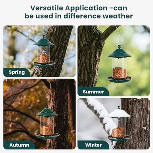 EnjoyCool Metal Bird Feeder for Outdoors – 2.4LB Hanging Bird Feeder with 360-degree, Weatherproof & Rust-Resistant, Easy to Fill & Clean for Wild Bird Feeders in Backyard & Garden(Green) 7
