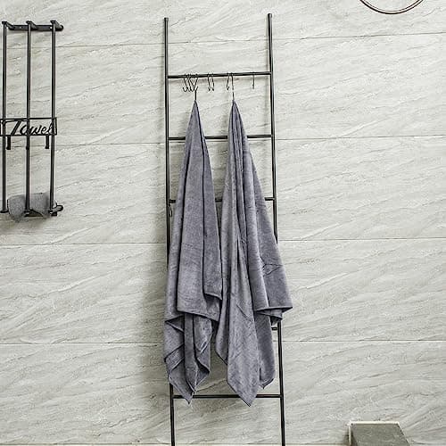 JML Microfiber Bath Towel 2 Pack(30" x 60"), Oversized Thick Towels, Soft, Super Absorbent and Fast Drying, No Fading Multipurpose Use for Sports, Travel, Fitness, Yoga, 30 in 60 in, Grey Count 5