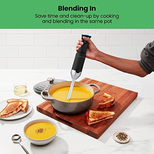 Chefman Cordless Power Portable Immersion Blender, Ice Crushing Power with One-Touch Speed Control, USB Charging, Quickly Mixes Smoothies, Purees Soups, Dips, Sauces, Storage Case, Stainless Steel 5